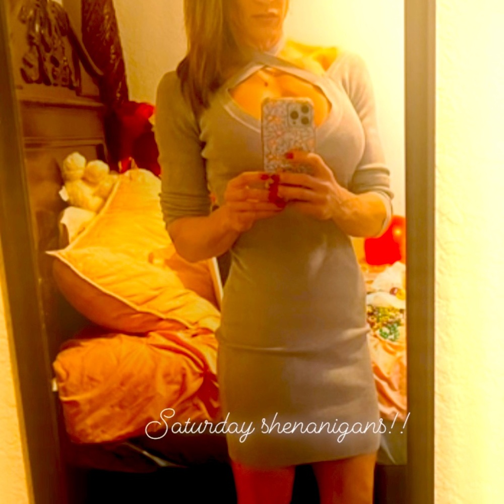 Small gray body con dress